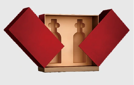 Open red double-door gift box