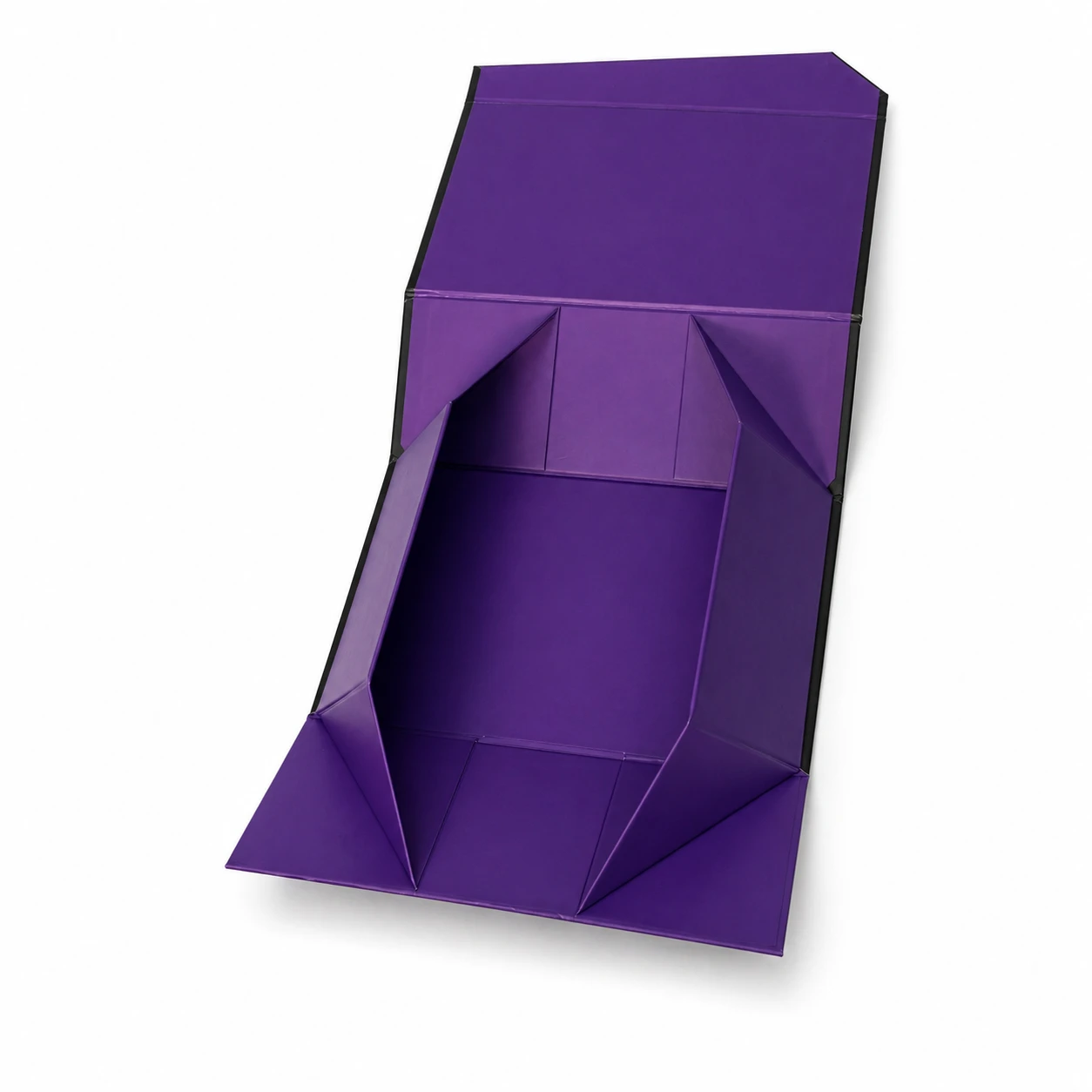 Folding rigid box showing the open internal structure